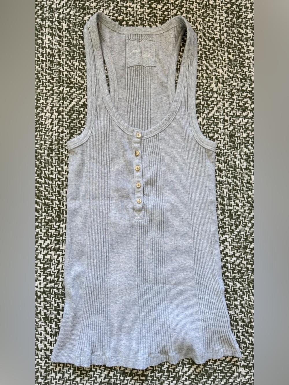 Aerie Ribbed Buttoned Gray Tank Top